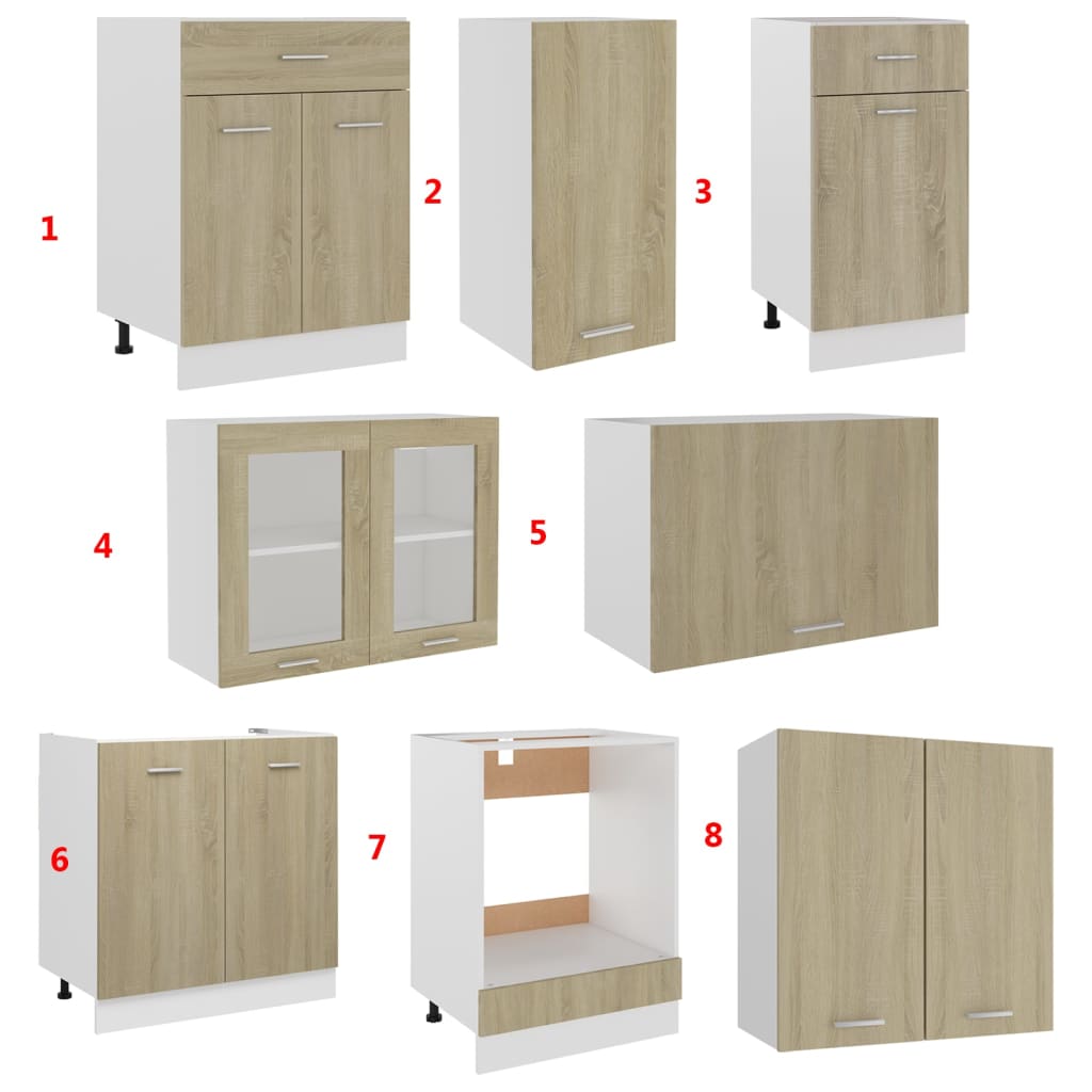 vidaXL Juego de muebles de cocina 8 piezas madera de ingeniería roble