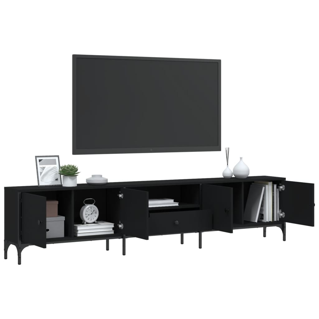 vidaXL Mueble de TV con cajón madera de ingeniería negro 200x25x44 cm