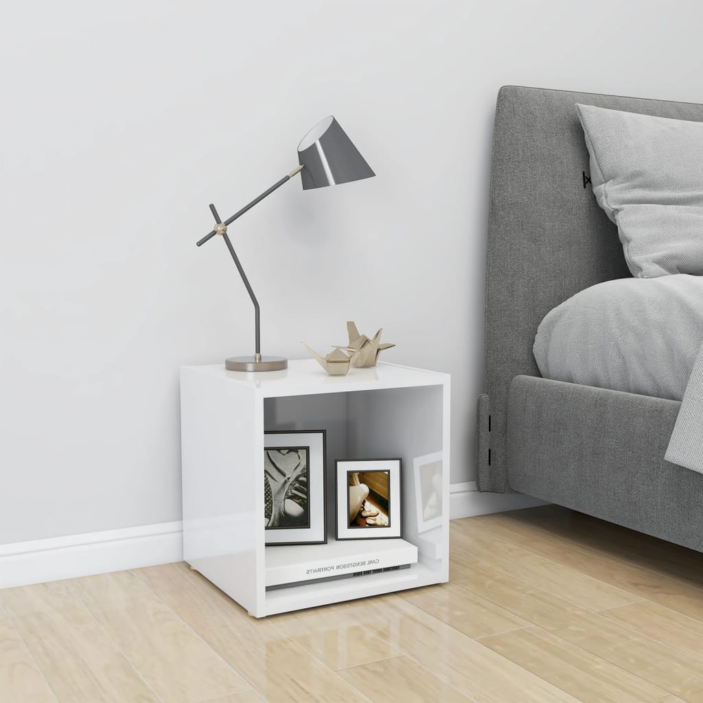 vidaXL Mueble para TV madera contrachapada blanco brillo 37x35x37 cm