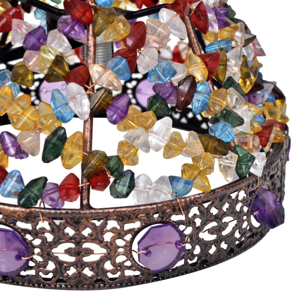 Lámpara de mesa multicolor con adornos de cristal