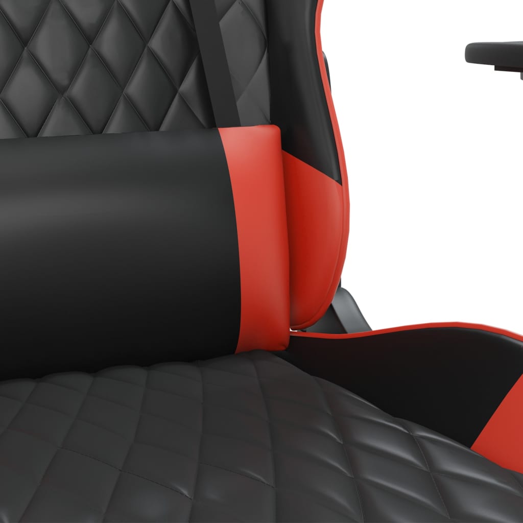 vidaXL Silla gaming de masaje cuero sintético negro y rojo