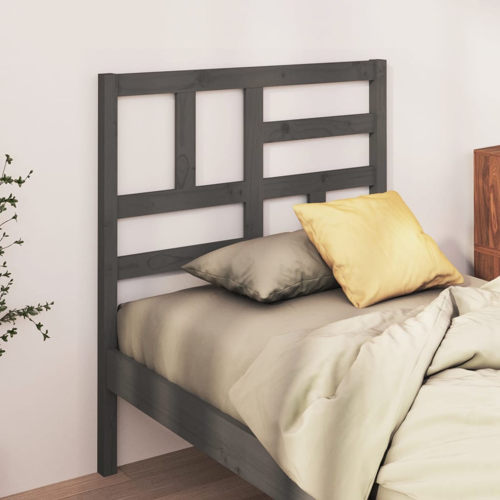 vidaXL Cabecero de cama madera maciza de pino gris 106x4x104 cm