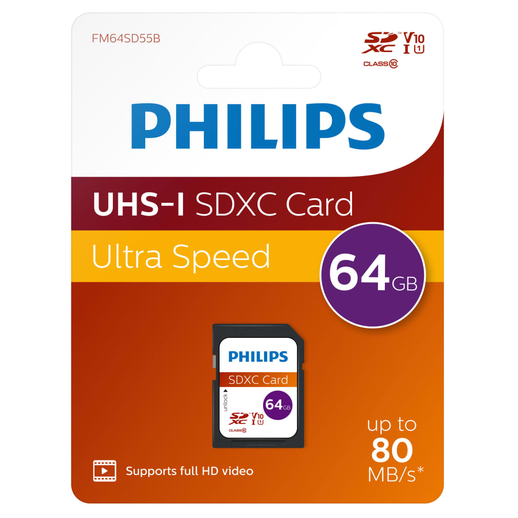 Philips Tarjeta de memoria SDXC 64GB UHS-I U1 V10