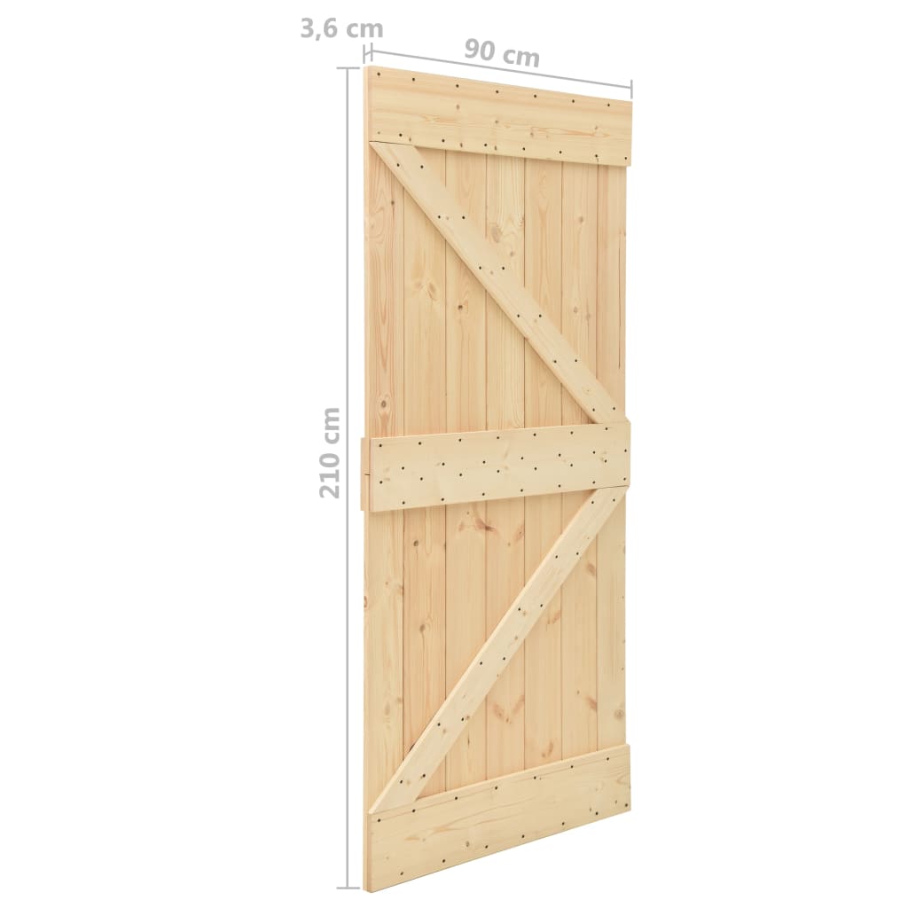 vidaXL Puerta de madera maciza de pino 90x210 cm