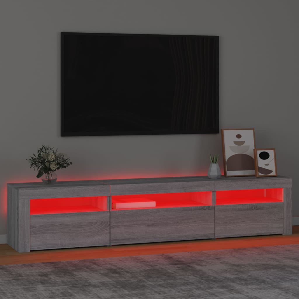 vidaXL Mueble de TV con luces LED gris sonoma 195x35x40 cm