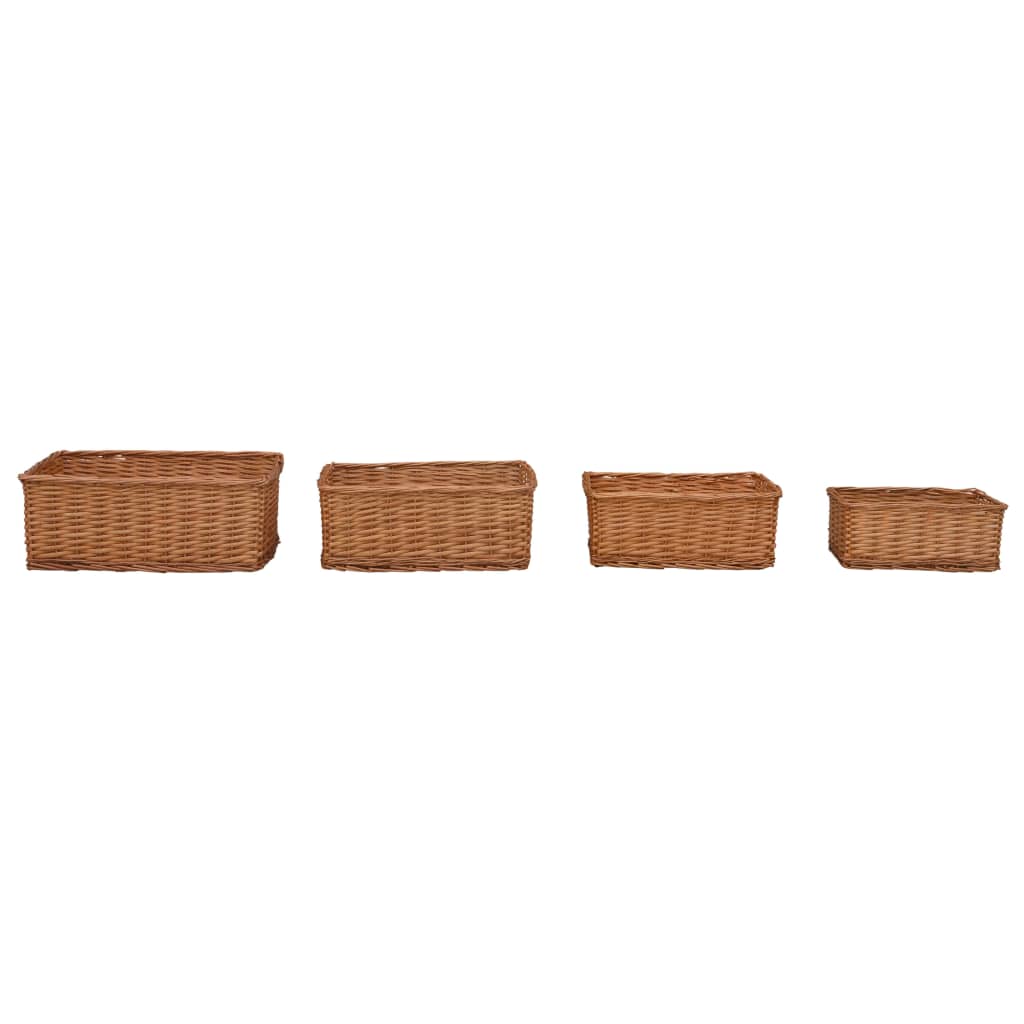 vidaXL Conjunto de cestas apilables 4 unidades de sauce marrón