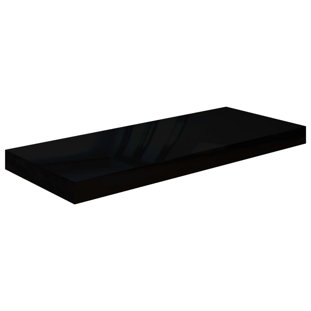 vidaXL Estante flotante de pared 2 uds MDF negro brillo 60x23,5x3,8 cm