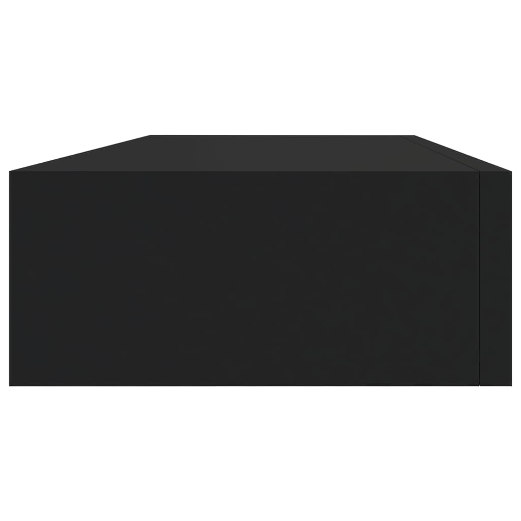 vidaXL Estante con cajón de pared negro MDF 60x23,5x10cm