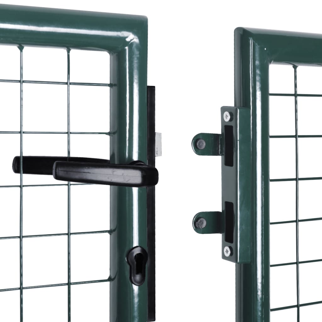 vidaXL puerta doble de valla de acero con recubrimiento en polvo