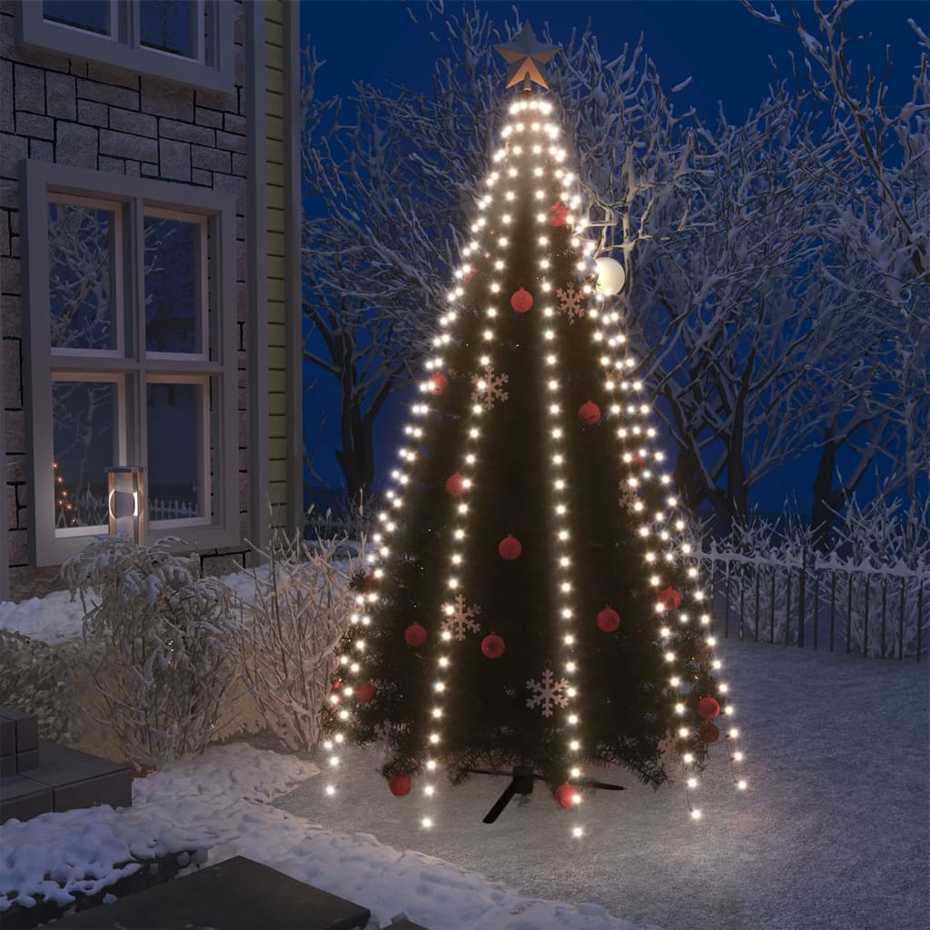 vidaXL Red de luces para árbol de Navidad 250 LED blanco frío 250 cm