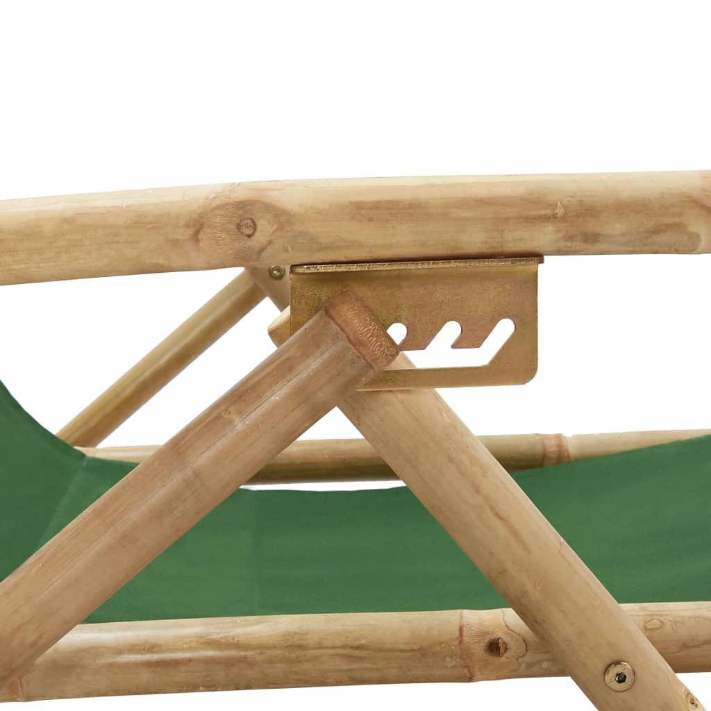 vidaXL Silla de relax reclinable de bambú y tela verde