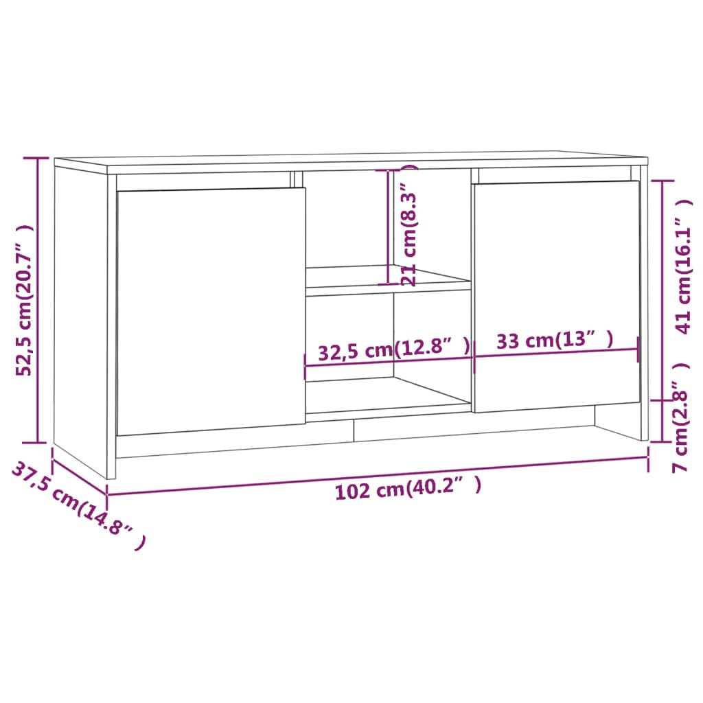 vidaXL Mueble para TV de aglomerado blanco 102x37,5x52,5 cm