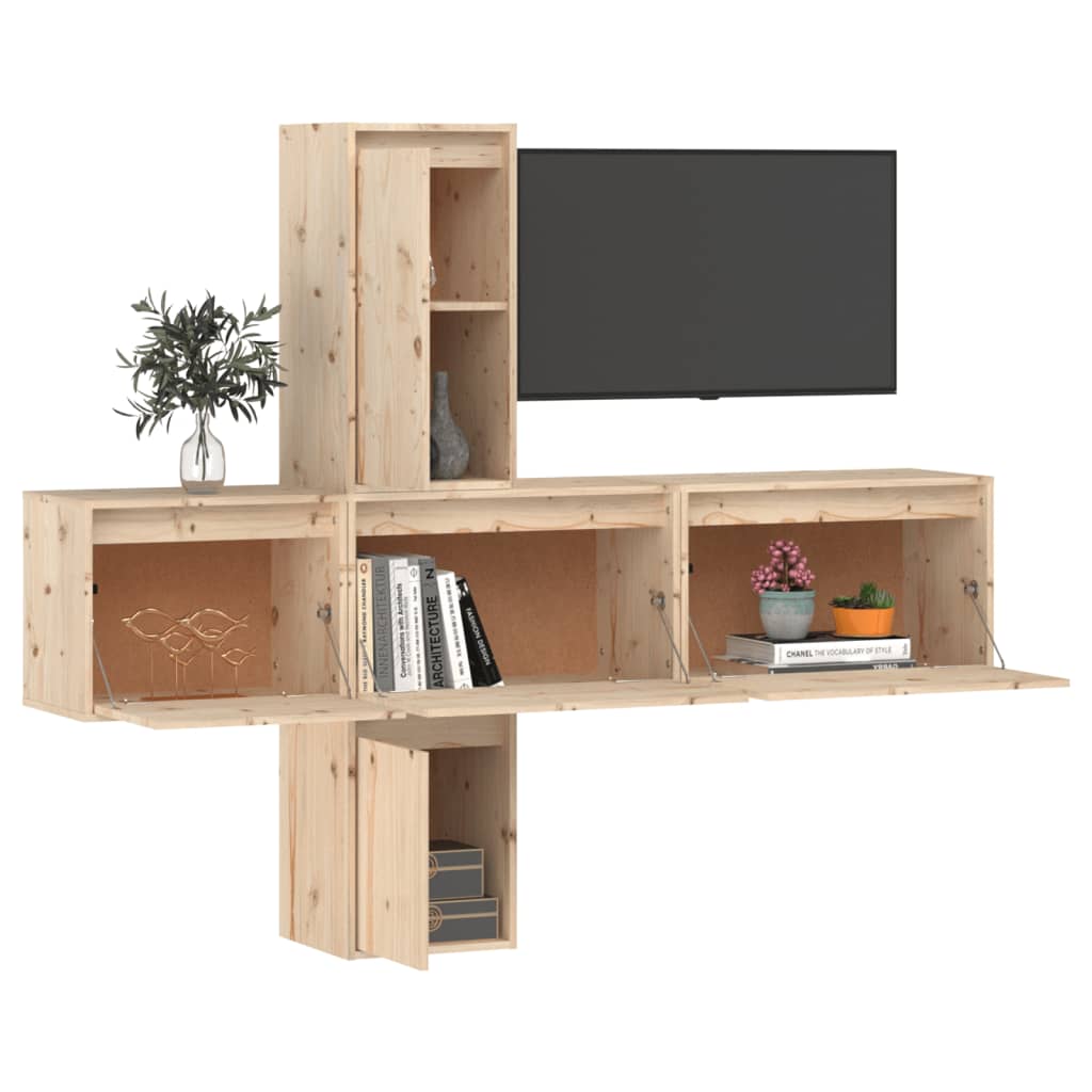 vidaXL Muebles para TV 5 piezas madera maciza de pino