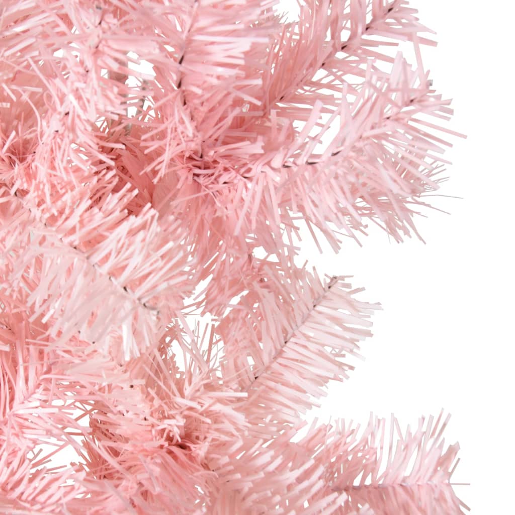 vidaXL Medio árbol de Navidad artificial con soporte rosa 180 cm
