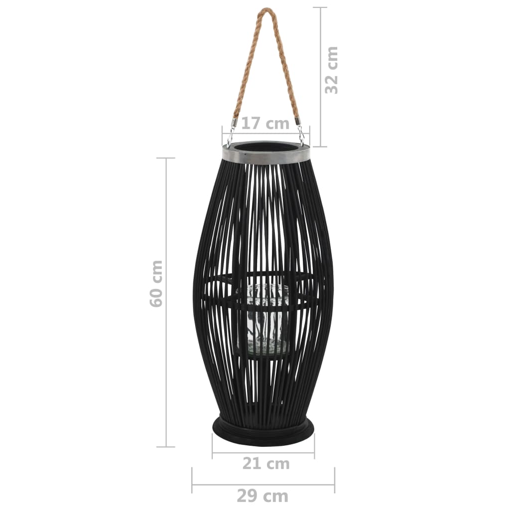 vidaXL Portavelas colgante bambú negro 60 cm
