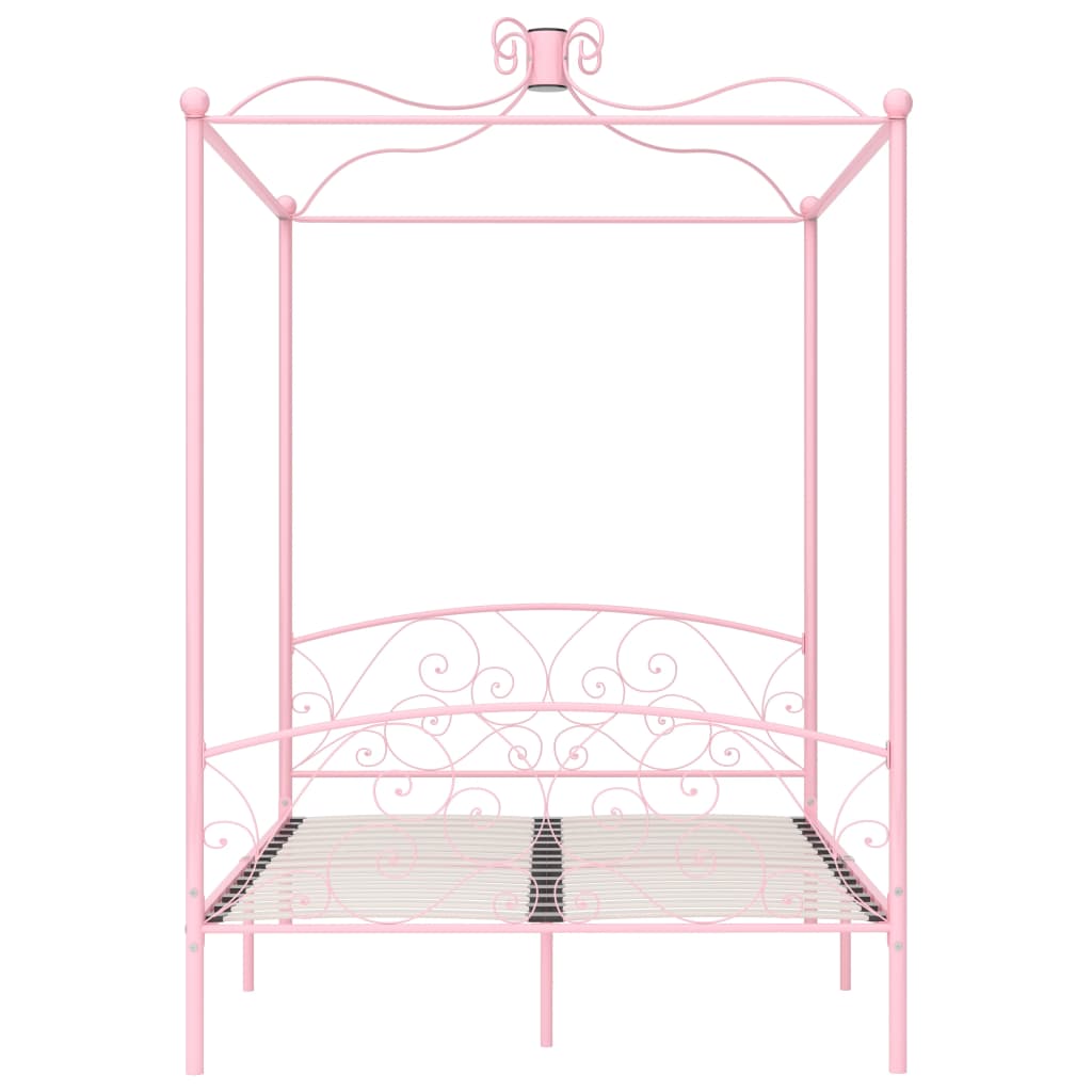 vidaXL Estructura de cama con dosel metal rosa 140x200 cm