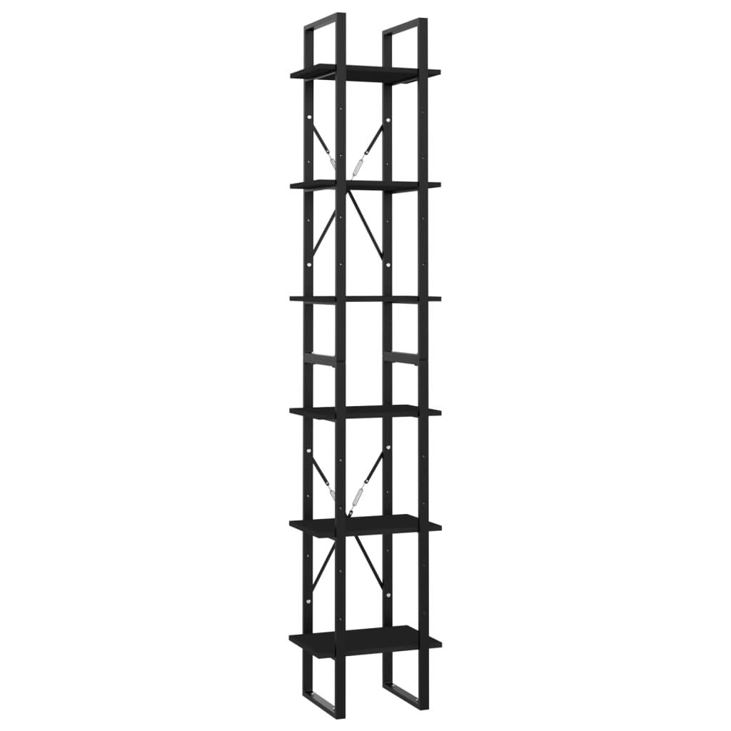 vidaXL Estantería de 6 niveles madera contrachapada negro 40x30x210 cm