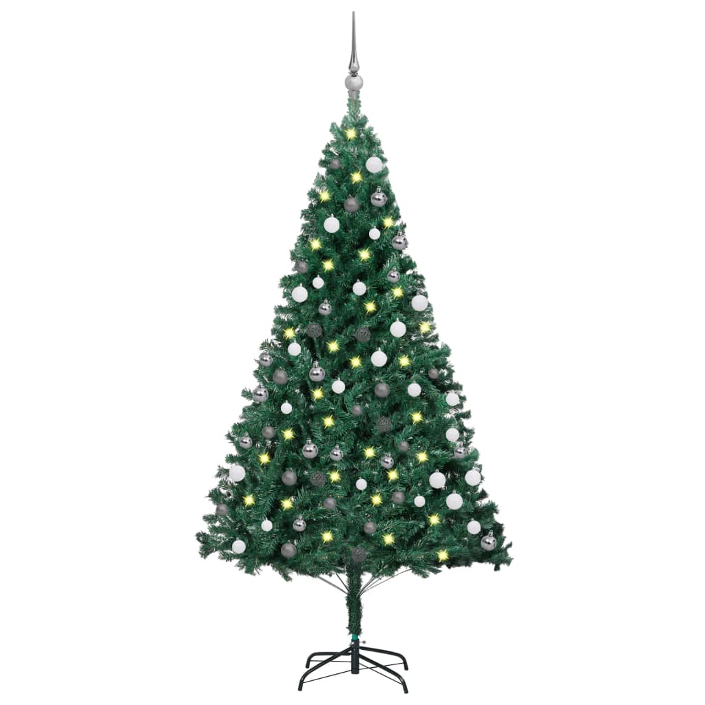 vidaXL Árbol de Navidad artificial con LED y bolas PVC verde 180 cm