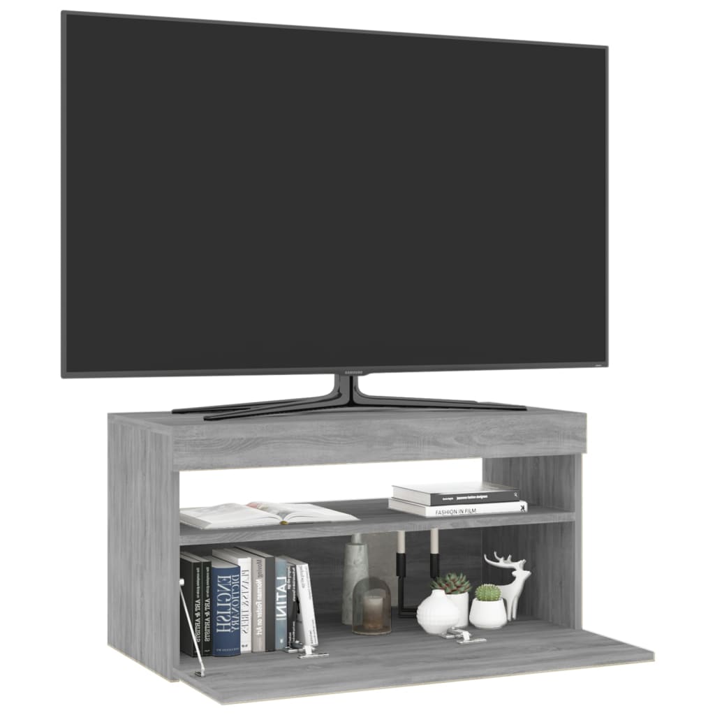 vidaXL Mueble de TV con luces LED gris Sonoma 75x35x40 cm
