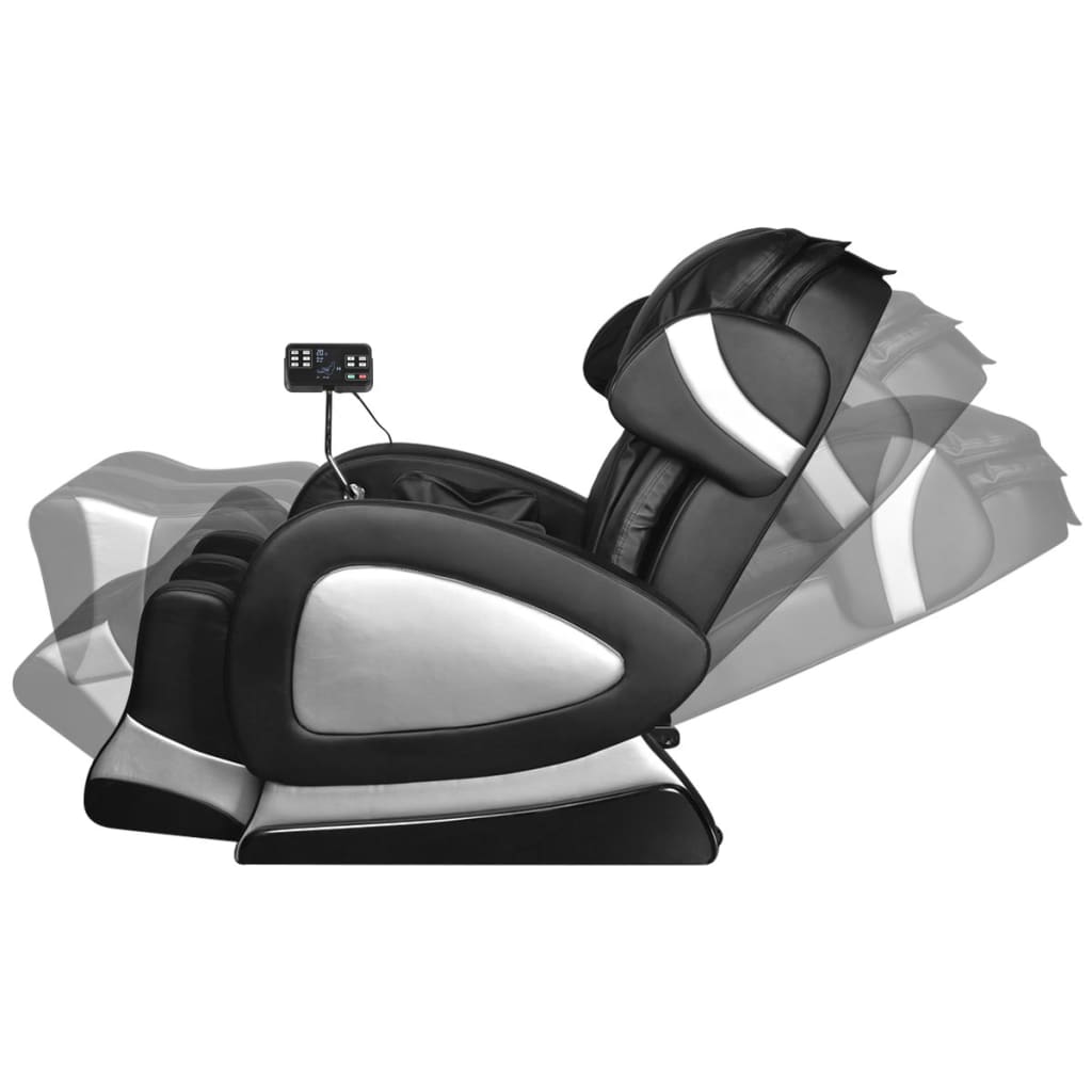 vidaXL Sillón de masaje con pantalla de cuero artificial negro