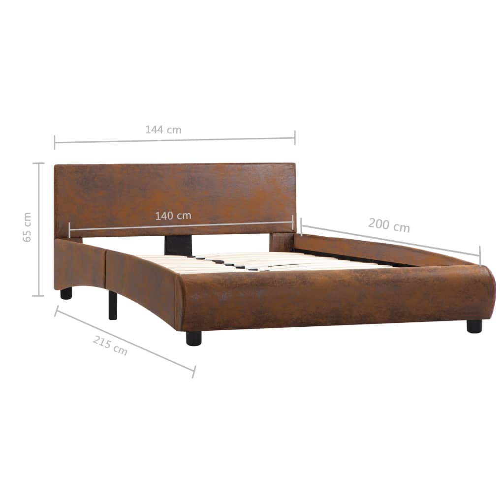 vidaXL Estructura de cama de cuero sintético marrón 140x200 cm