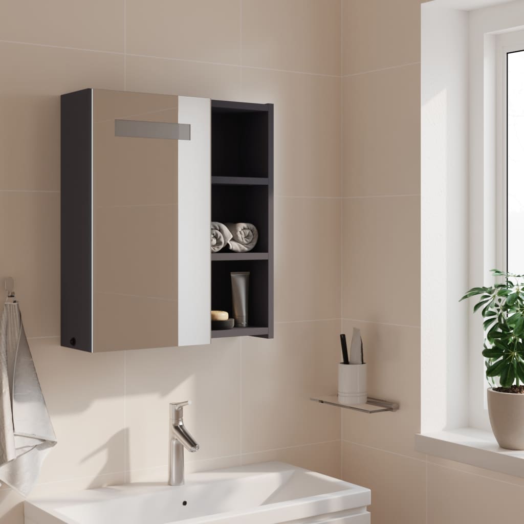vidaXL Mueble de baño con espejo y luz LED gris 45x13x52 cm