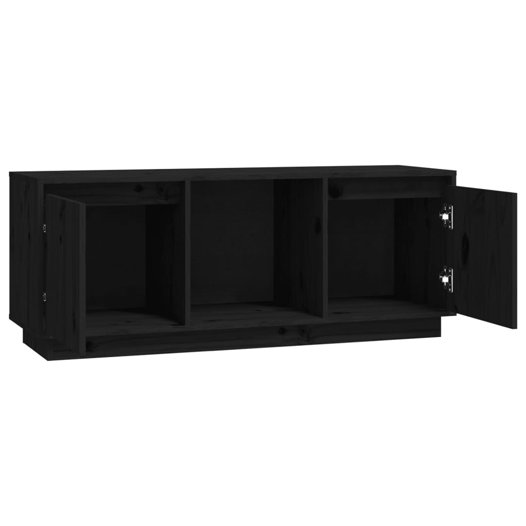 vidaXL Mueble para TV de madera maciza de pino negro 110,5x35x44 cm