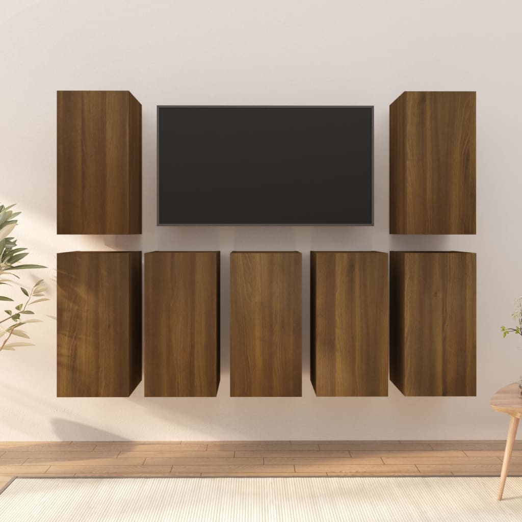 vidaXL Muebles para TV 7 uds contrachapado roble marrón 30,5x30x60 cm