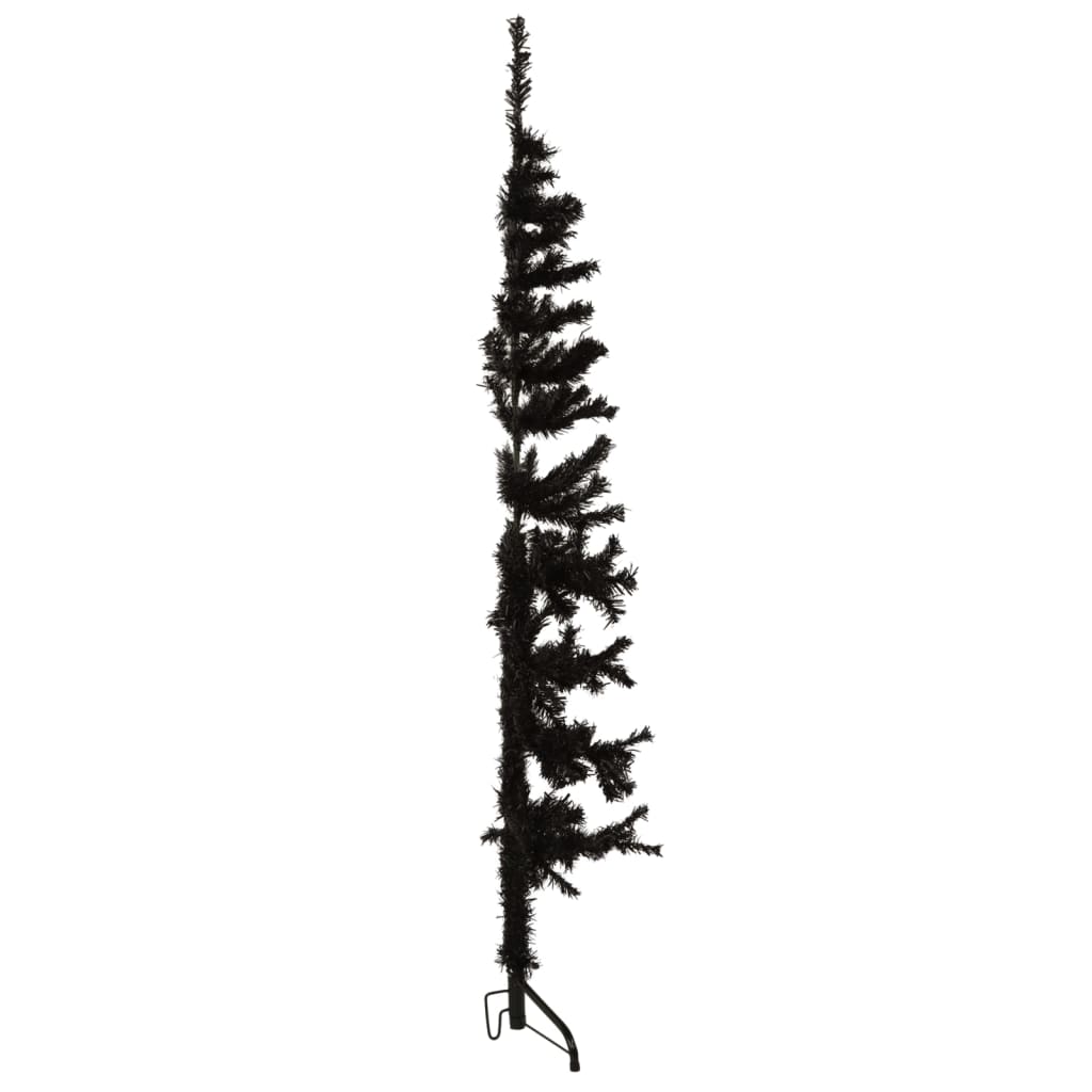 vidaXL Medio árbol de Navidad artificial con soporte negro 120 cm