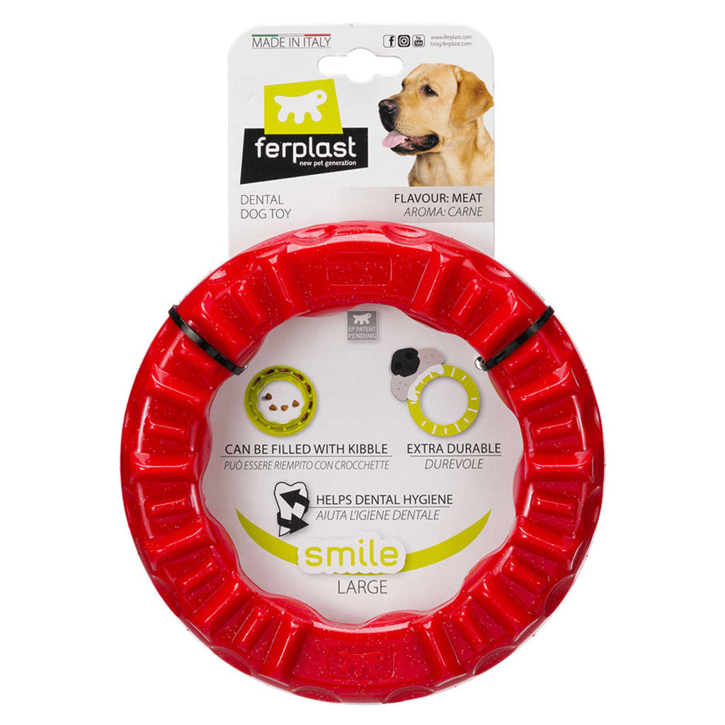 Ferplast Juguete dental para perros Smile rojo grande 20x18x4 cm