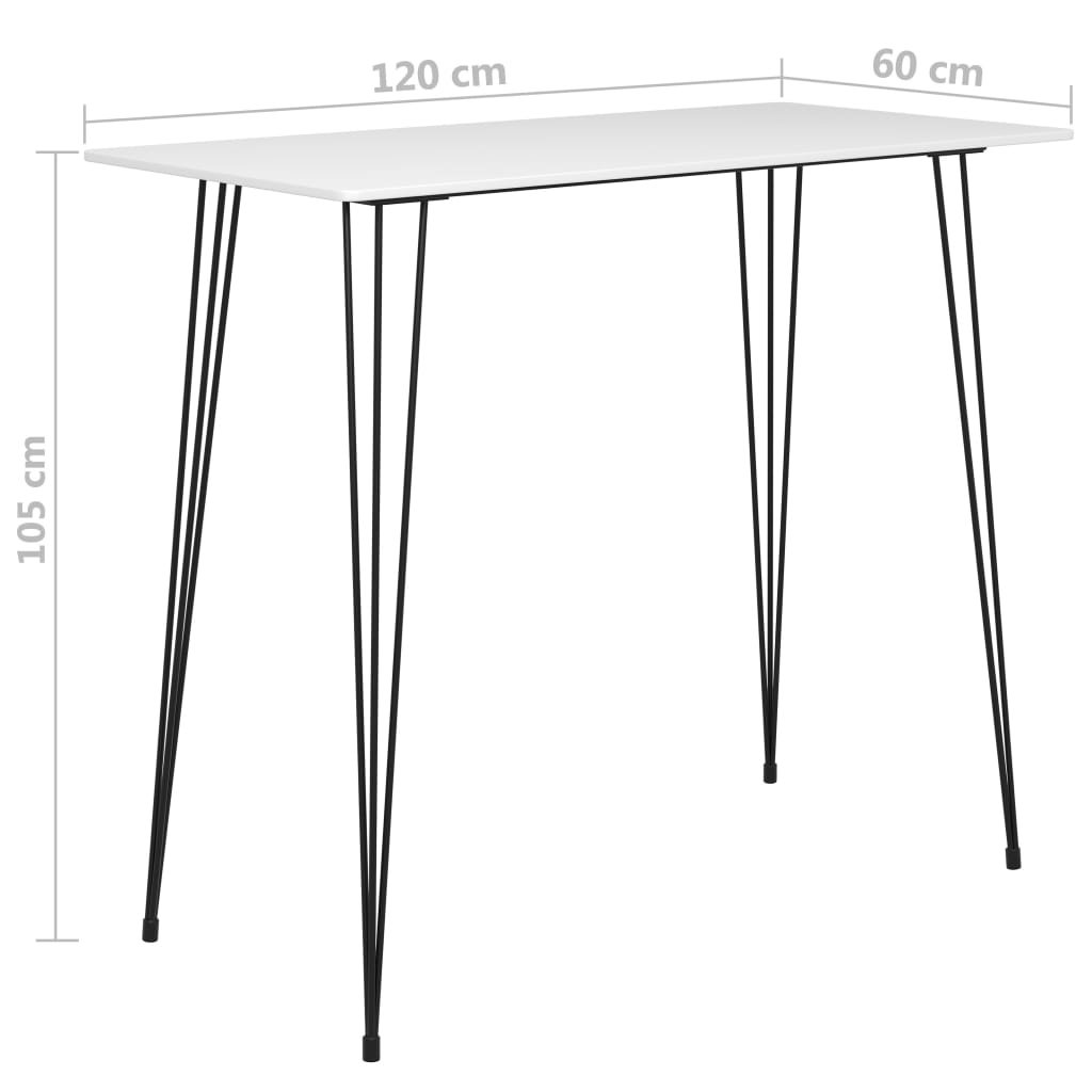 vidaXL Juego de mesa alta y taburetes de bar 3 piezas blanco