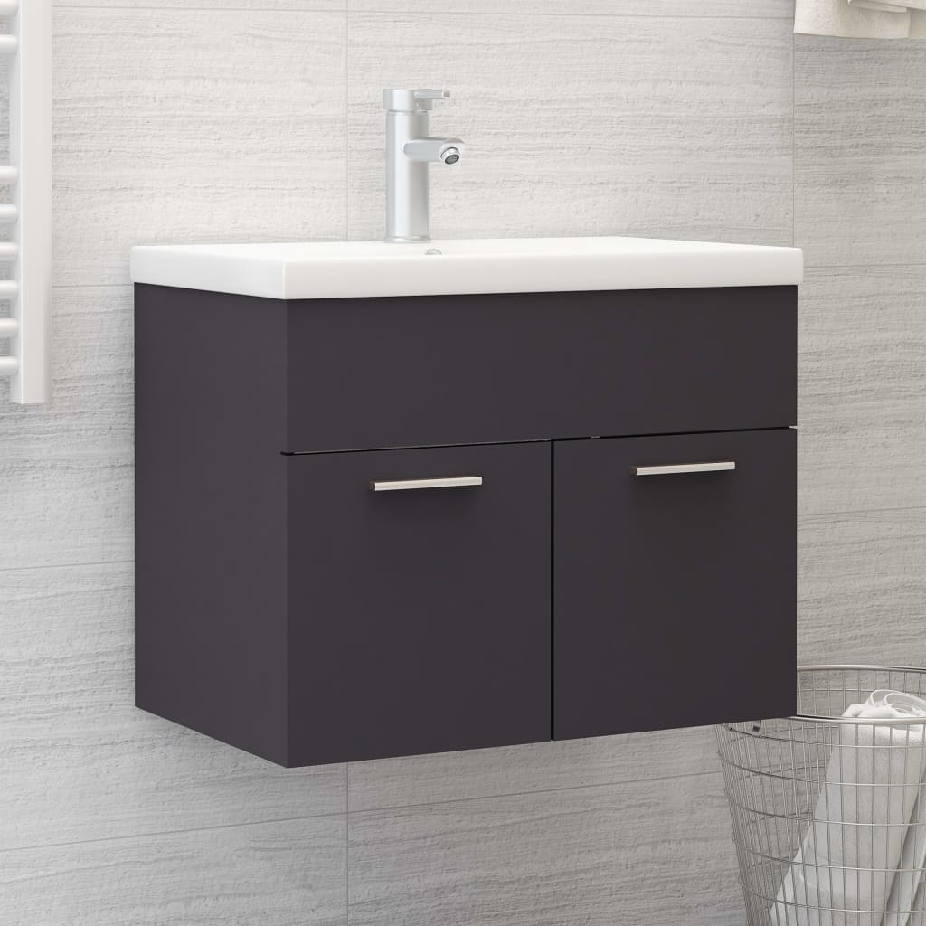 vidaXL Armario para lavabo madera contrachapada gris 60x38,5x46 cm