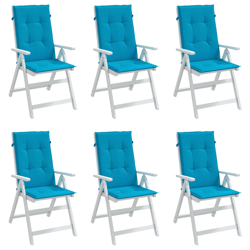 vidaXL Cojín silla de jardín respaldo alto 6 uds tela azul 120x50x3 cm