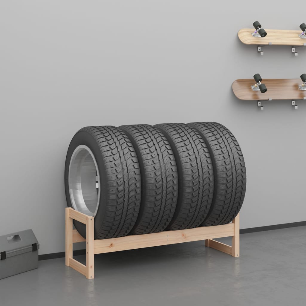 vidaXL Soporte para neumáticos madera maciza de pino 120x40x40 cm