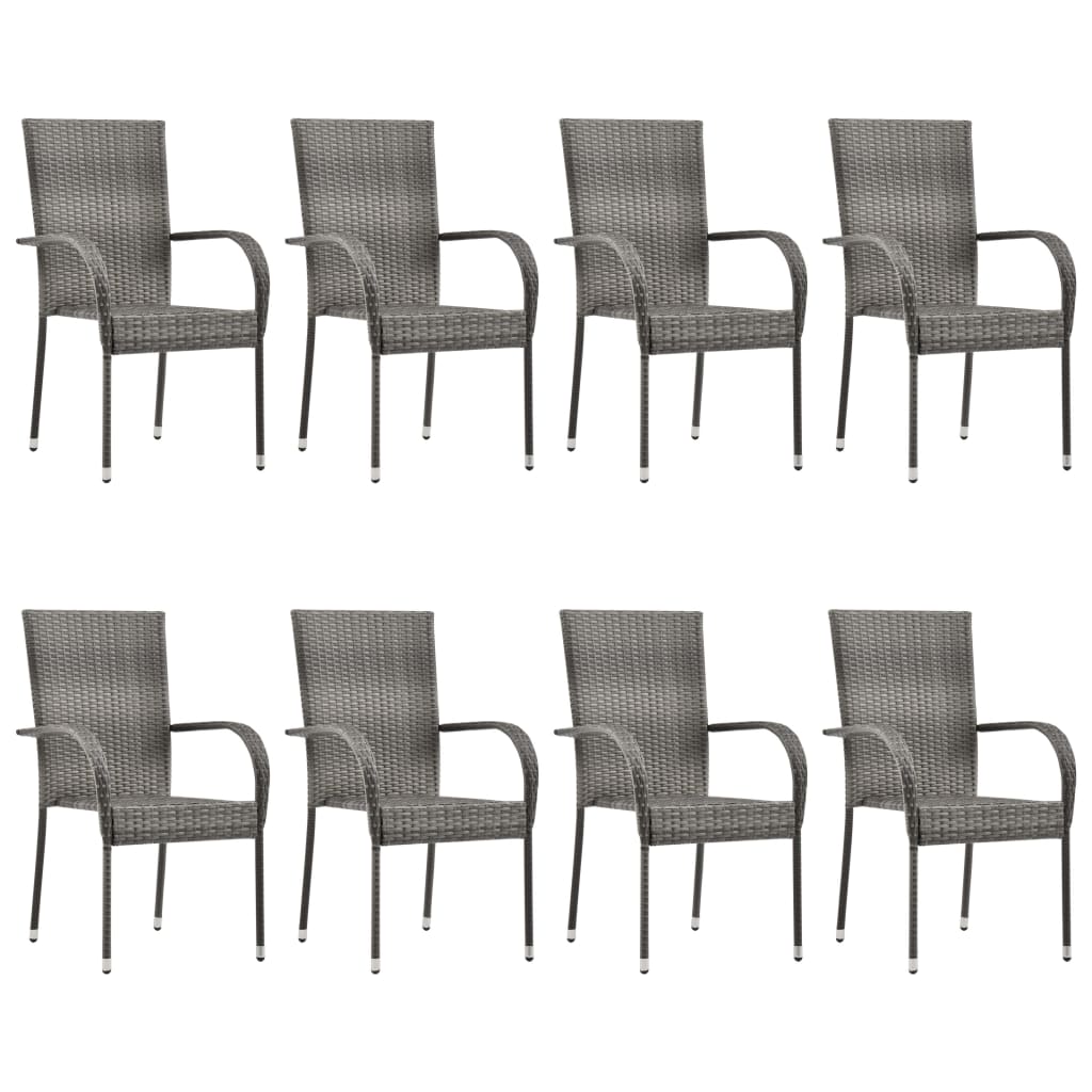 vidaXL Set de muebles de comedor de jardín 9 piezas de ratán PE gris