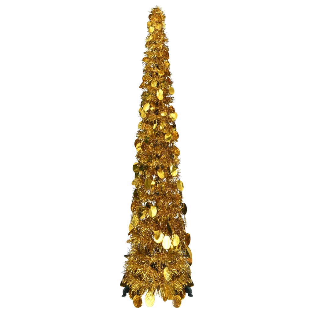 vidaXL Árbol de Navidad artificial emergente dorado PET 120 cm