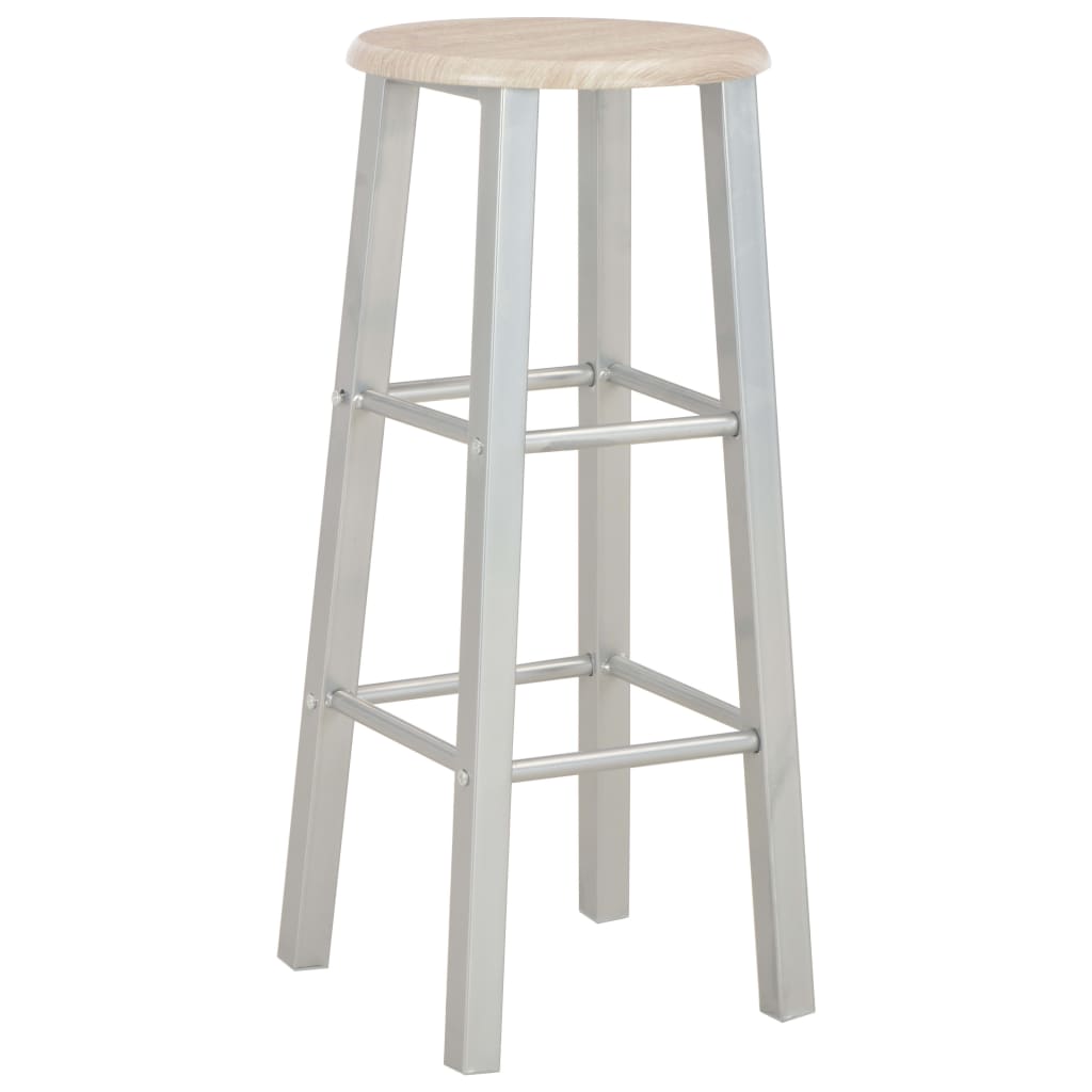 VidaXL Set Mesa Y Sillas Altas De Cocina 3 Piezas - Madera/Acero, Estilo Moderno Industrial, Color Antracita Para Bar O Restaurante