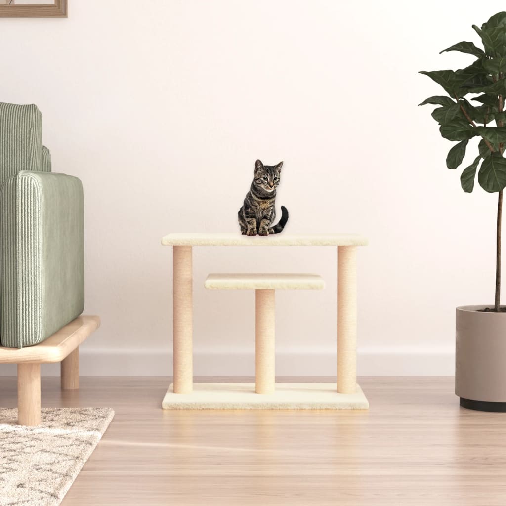 vidaXL Postes rascadores para gatos con plataformas color crema 62,5cm