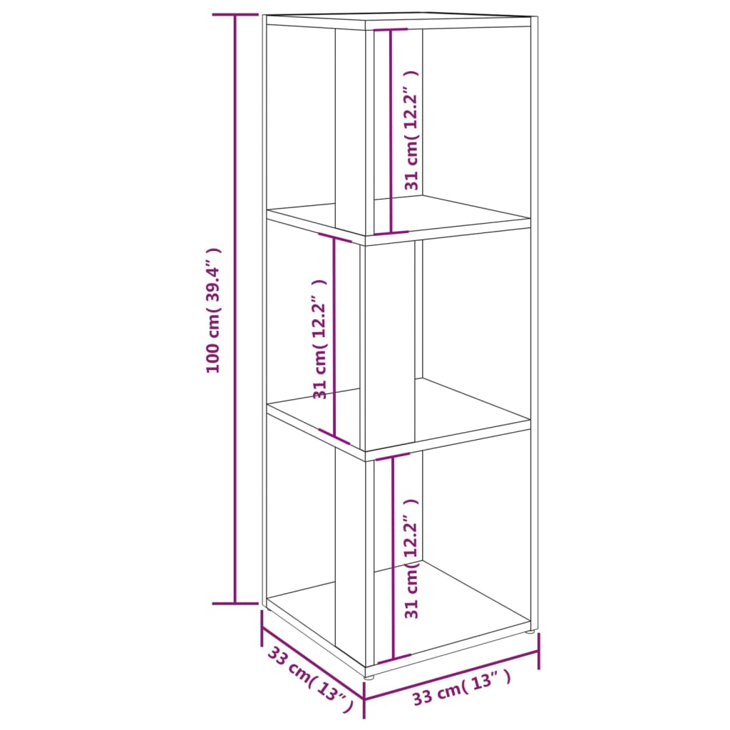 vidaXL Mueble de esquina madera de ingeniería roble Sonoma 33x33x100cm