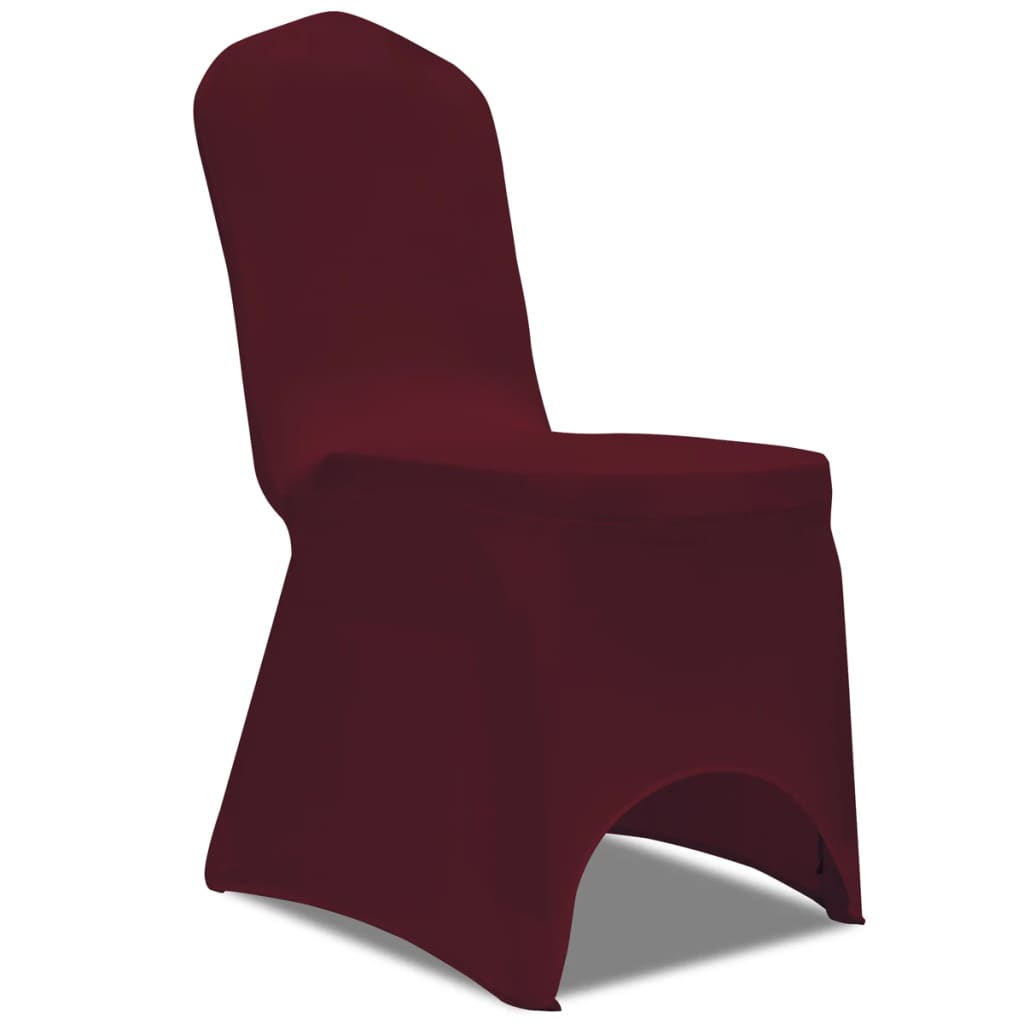 Set de 6 Fundas ajustadas para sillas, color rojo burdeos