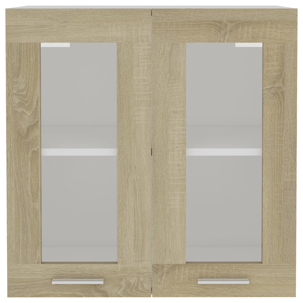 vidaXL Armario colgante vidrio y madera ingeniería roble 60x31x60 cm