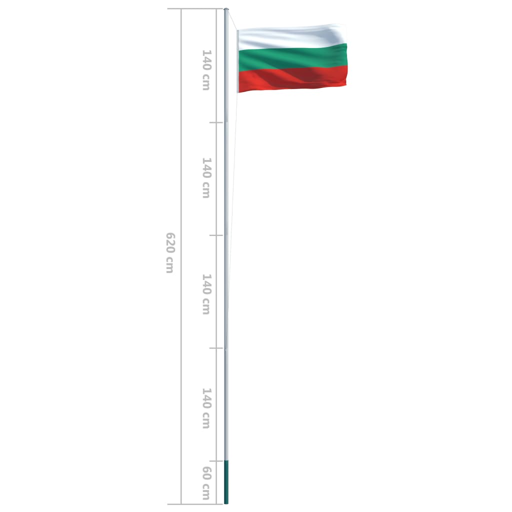vidaXL Bandera de Bulgaria y mástil de aluminio 6,2 m