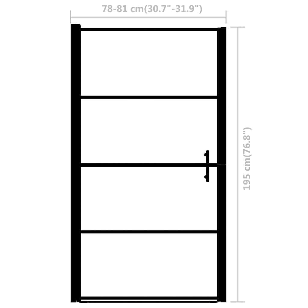 vidaXL Puerta de ducha de vidrio templado negro 81x195 cm