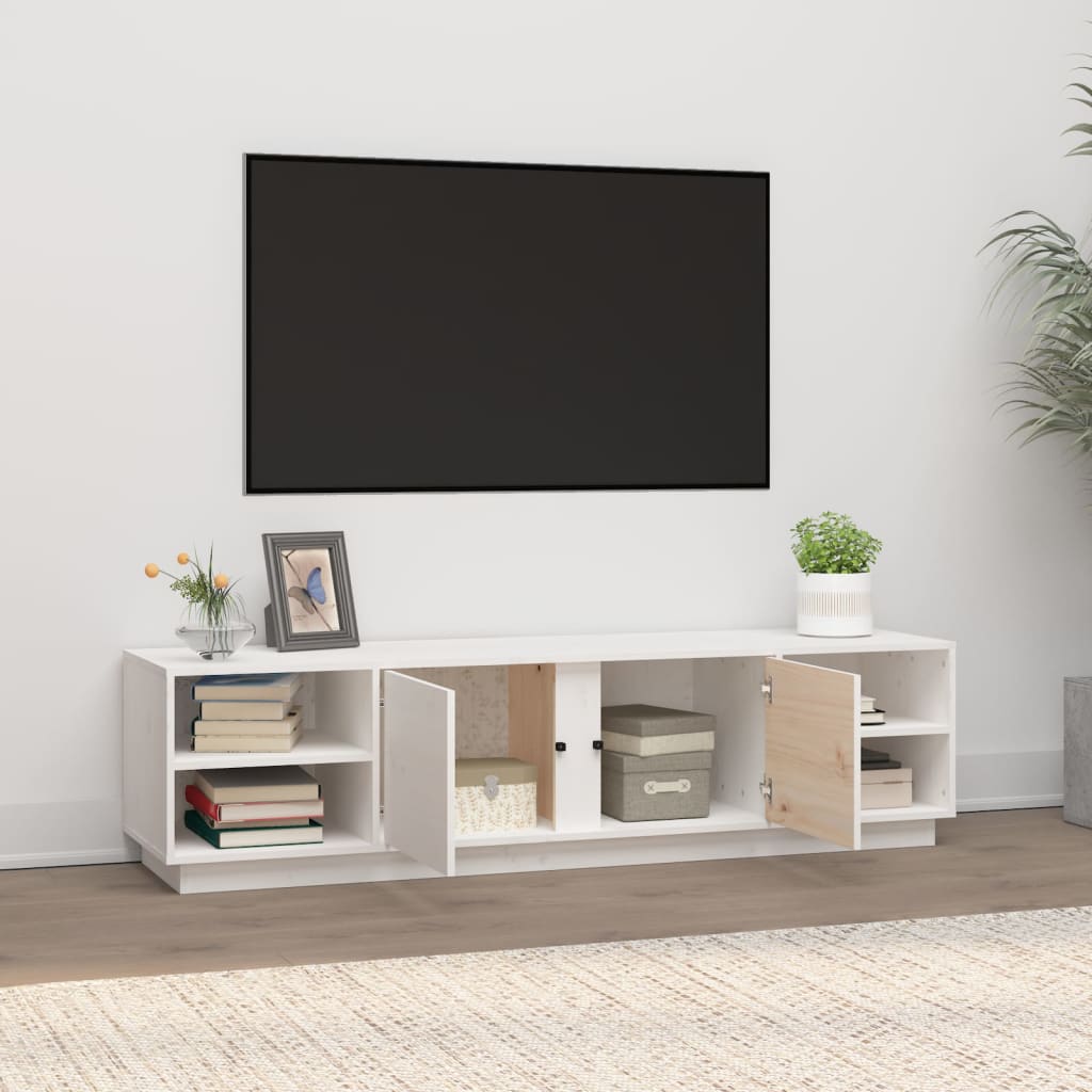 vidaXL Mueble de TV madera maciza de pino blanco 156x40x40 cm