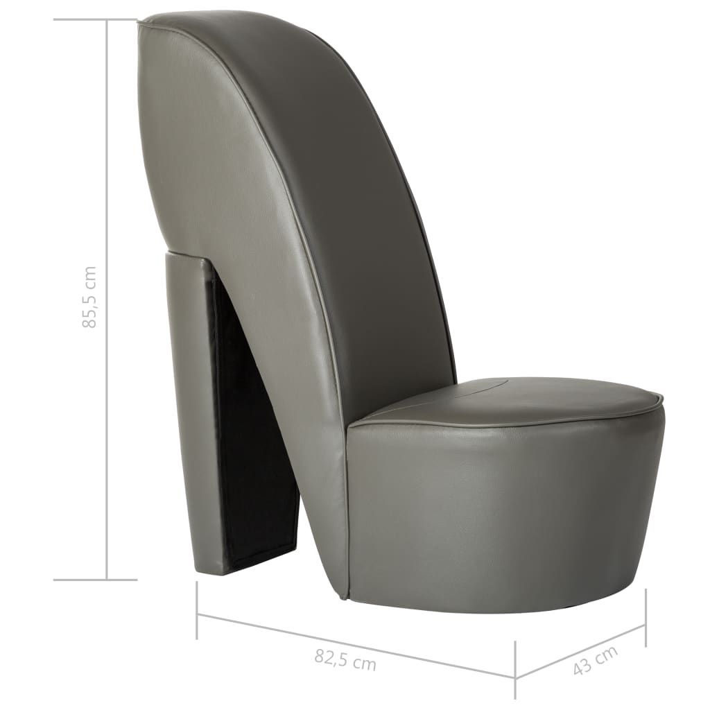 vidaXL Butaca con forma de zapato de tacón cuero sintético gris