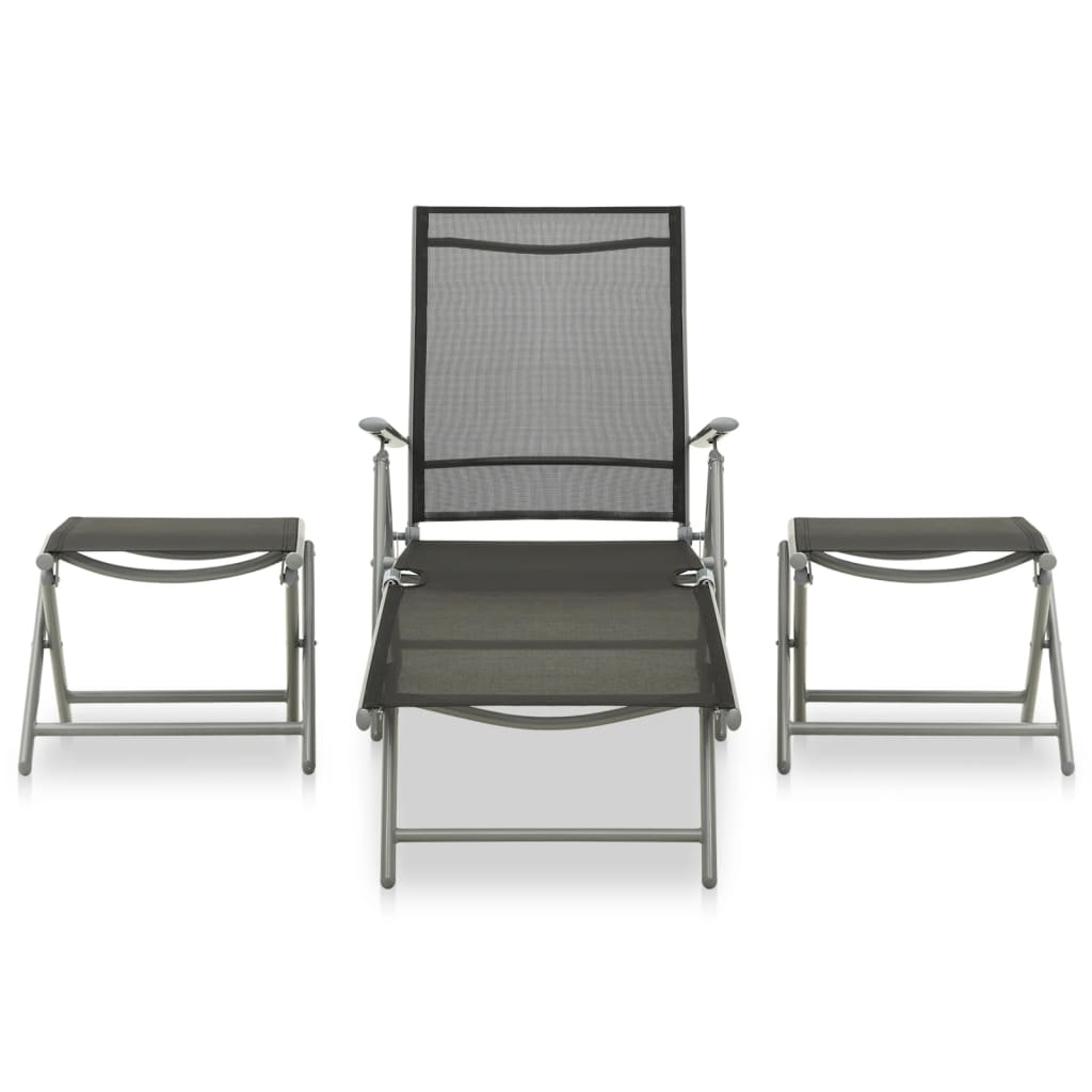 vidaXL Set de muebles de jardín 3 piezas textilene aluminio plateado