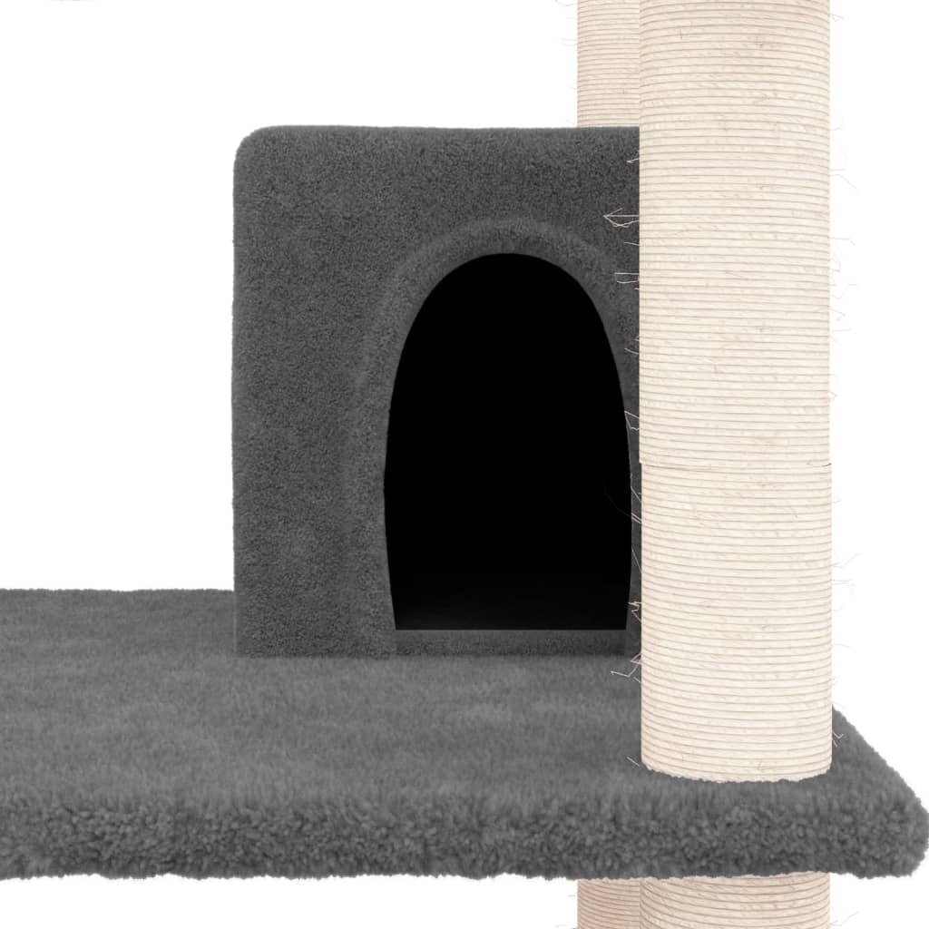 vidaXL Rascador para gatos con postes de sisal gris oscuro 162 cm