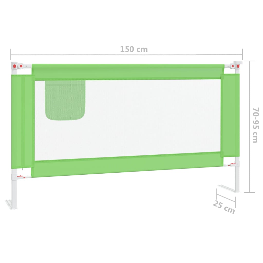 vidaXL Barandilla de seguridad cama de niño verde tela 150x25 cm