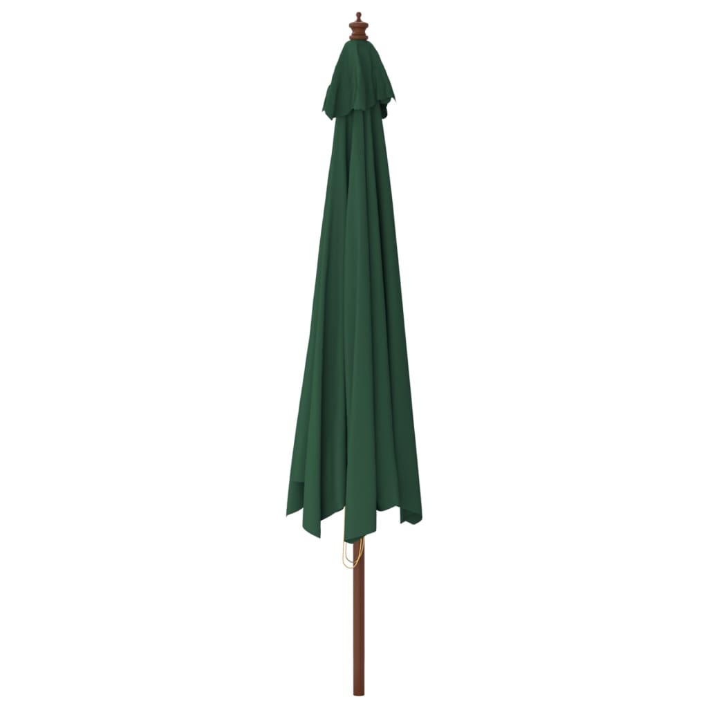 vidaXL Sombrilla de jardín con poste de madera verde 400x273 cm