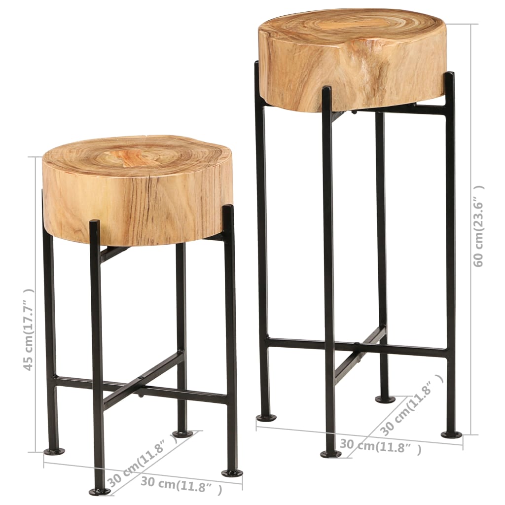 vidaXL Juego de mesas auxiliares 2 unidades madera maciza de acacia
